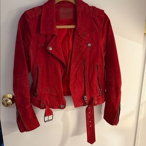 Blank NYC Red Suede Moto Jacket